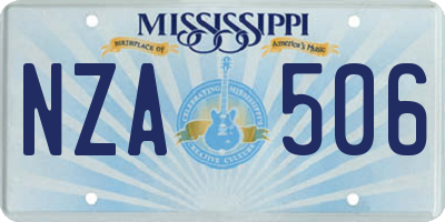MS license plate NZA506