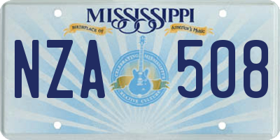 MS license plate NZA508