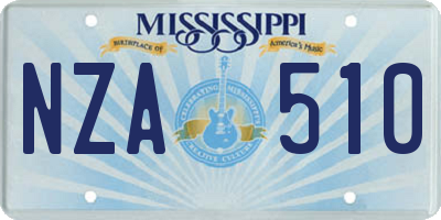 MS license plate NZA510
