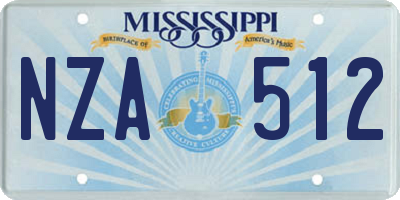 MS license plate NZA512