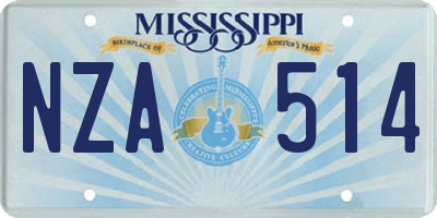MS license plate NZA514