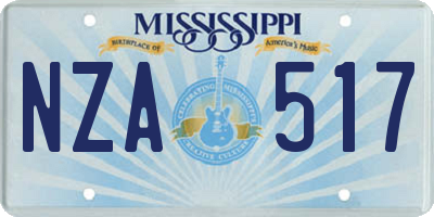 MS license plate NZA517