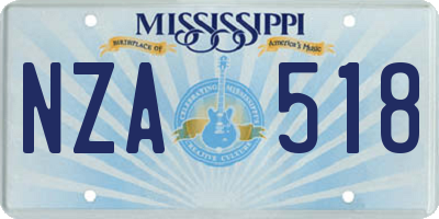 MS license plate NZA518