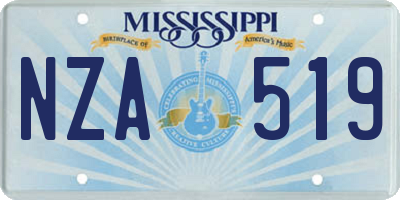 MS license plate NZA519