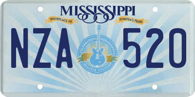 MS license plate NZA520