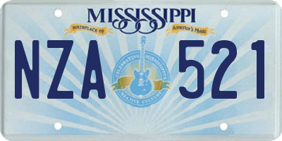 MS license plate NZA521