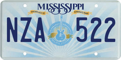 MS license plate NZA522