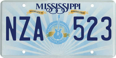 MS license plate NZA523