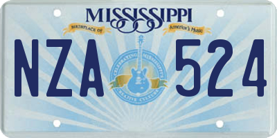 MS license plate NZA524