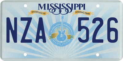 MS license plate NZA526