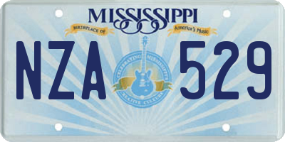 MS license plate NZA529