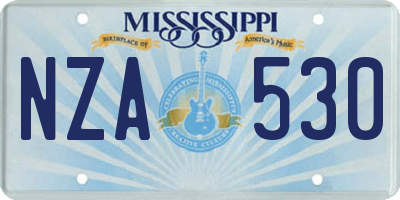 MS license plate NZA530