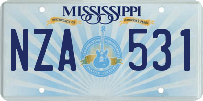MS license plate NZA531