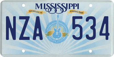 MS license plate NZA534