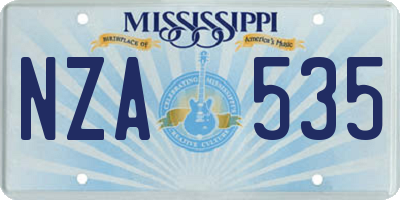 MS license plate NZA535