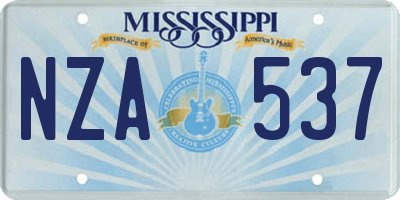 MS license plate NZA537