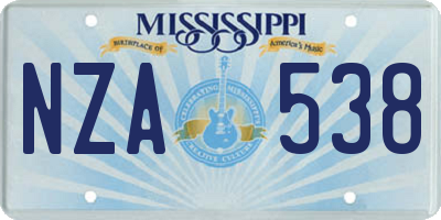 MS license plate NZA538
