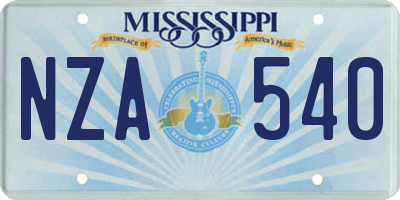 MS license plate NZA540