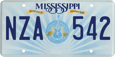 MS license plate NZA542