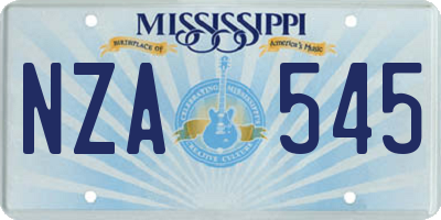 MS license plate NZA545