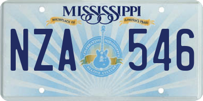 MS license plate NZA546