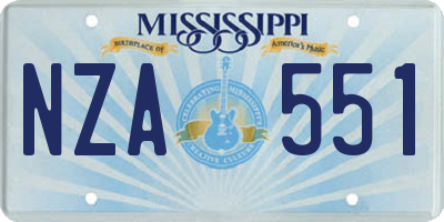 MS license plate NZA551