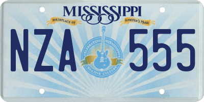 MS license plate NZA555