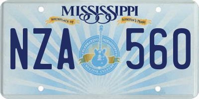 MS license plate NZA560