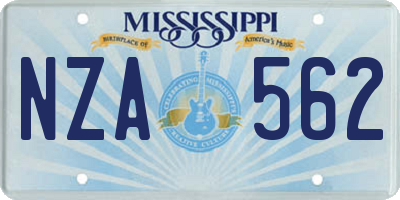 MS license plate NZA562