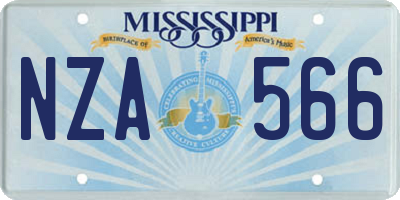 MS license plate NZA566