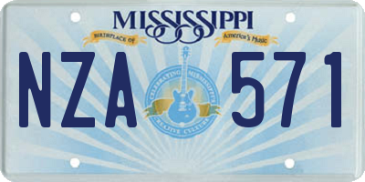 MS license plate NZA571