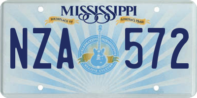 MS license plate NZA572