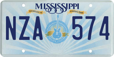MS license plate NZA574