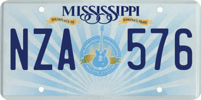 MS license plate NZA576