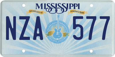 MS license plate NZA577