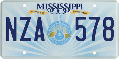 MS license plate NZA578