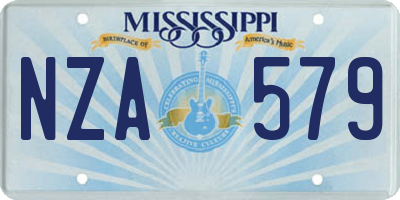 MS license plate NZA579