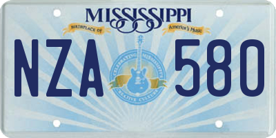 MS license plate NZA580