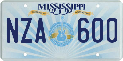 MS license plate NZA600