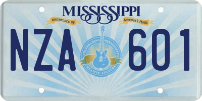 MS license plate NZA601