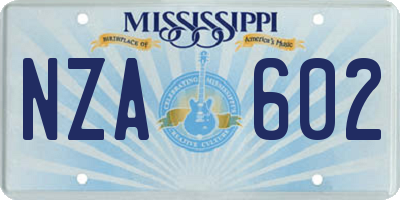 MS license plate NZA602