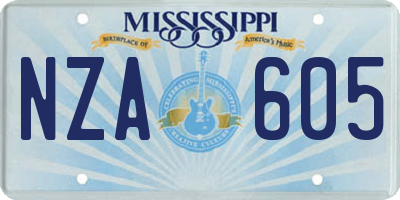 MS license plate NZA605