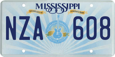 MS license plate NZA608