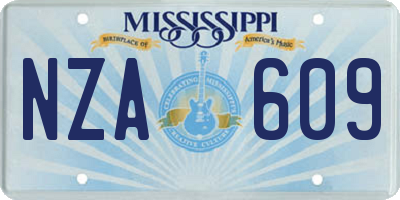 MS license plate NZA609