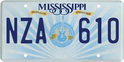 MS license plate NZA610