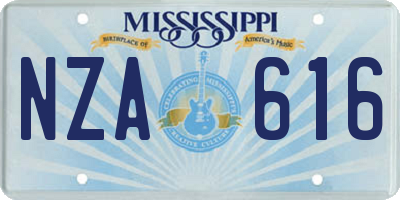 MS license plate NZA616