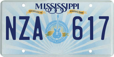 MS license plate NZA617
