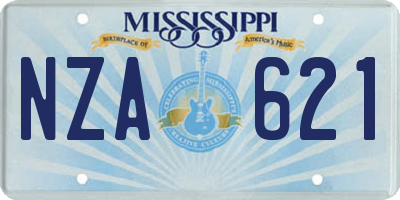 MS license plate NZA621