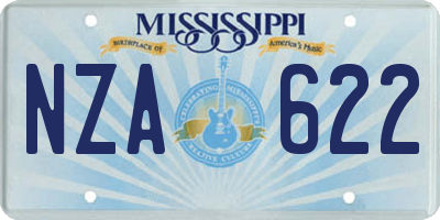 MS license plate NZA622
