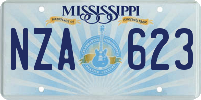 MS license plate NZA623